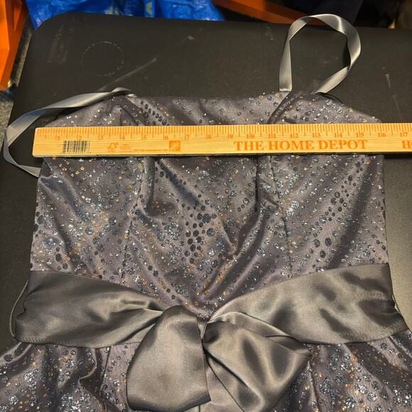 Jessica McClintock Sz 11 Gray Party Bubble Dress Tulle Shiny Strapless Gunne Sax - Picture 5 of 7